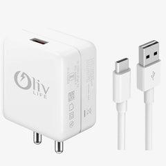 OlivLife 12W charger plugged into Indian 3-pin socket – no adaptor needed, slim USB charging adapter for all smartphones