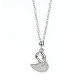 Elegant Silver Swan Pendant with Sparkling Gemstones