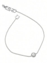 Minimalist Silver Anklet with Crystal Centerpiece