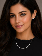 Elegant Silver Necklace & Stud Earring Set