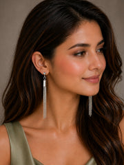 Minimalist Silver Chain Tassel Drop Earrings