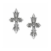 Vintage Cross Design Silver Hoop Earrings