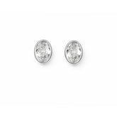 Classic Oval Crystal Silver Stud Earrings