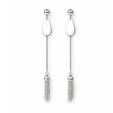 Silver Tassel Shine Drop Earrings