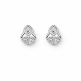 Silver Emerald Glow Stud Earrings