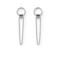 Minimal Silver Loop Earrings with Double Chain Detailing