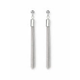Minimalist Silver Chain Tassel Drop Earrings