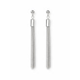Minimalist Silver Chain Tassel Drop Earrings