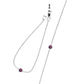 Silver Anklet with Ruby-Colored Stone