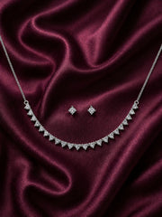 Silver Necklace & Earring Set with Teardrop Stones