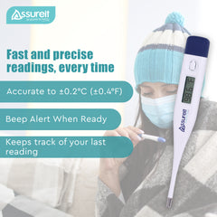 Assureit Flexible Digital Thermometer – Best Digital Thermometer for Fever | Safe for Babies, Kids & Adults | Mercury-Free | Results in 10–30 Seconds