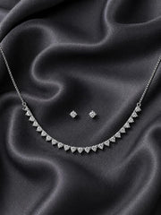 Silver Necklace & Earring Set with Teardrop Stones