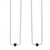 Silver Pair of Anklet Set with Green Stone Charm