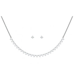 Silver Necklace & Earring Set with Teardrop Stones