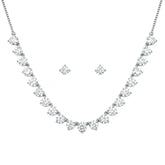 Silver Necklace & Earring Set with Teardrop Stones (Big Stone)