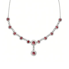 Luxury Silver Jewellery Set with Ruby-Red Stones
