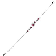 Luxury Silver Jewellery Set with Ruby-Red Stones