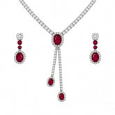 Ruby Elegance Silver Necklace & Earring Set