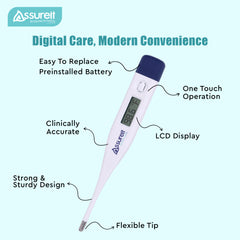 Assureit Flexible Digital Thermometer – Best Digital Thermometer for Fever | Safe for Babies, Kids & Adults | Mercury-Free | Results in 10–30 Seconds