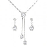 925 Sterling Silver Oval Stone Necklace Set