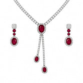 925 Sterling Silver Ruby Red Necklace Set
