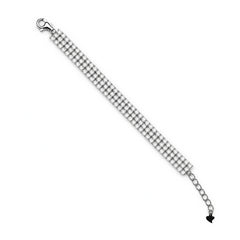 Silver Triple Line Zircon Tennis Bracelet