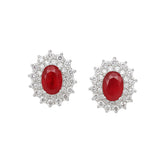 Silver Ruby Pink Radiance Stud Earrings