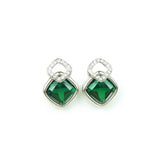 Silver Green Emerald Glow Stud Earrings