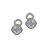 Silver Emerald Glow Stud Earrings
