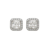 Silver Emerald Sparkle Stud Earrings