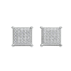 Silver Classic Square Shine Zircon Studs