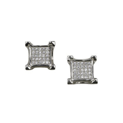 Silver Zircon Square Elegance Studs