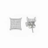 Elegant Silver Square Stud Earrings
