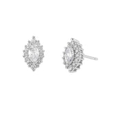 925 Sterling Silver like Marquise Halo CZ Stud Earrings