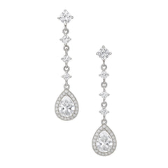 925 Silver Pear Drop CZ Dangle Earrings