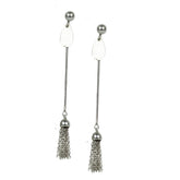 Silver Tassel Shine Drop Earrings
