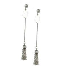 Silver Tassel Shine Drop Earrings