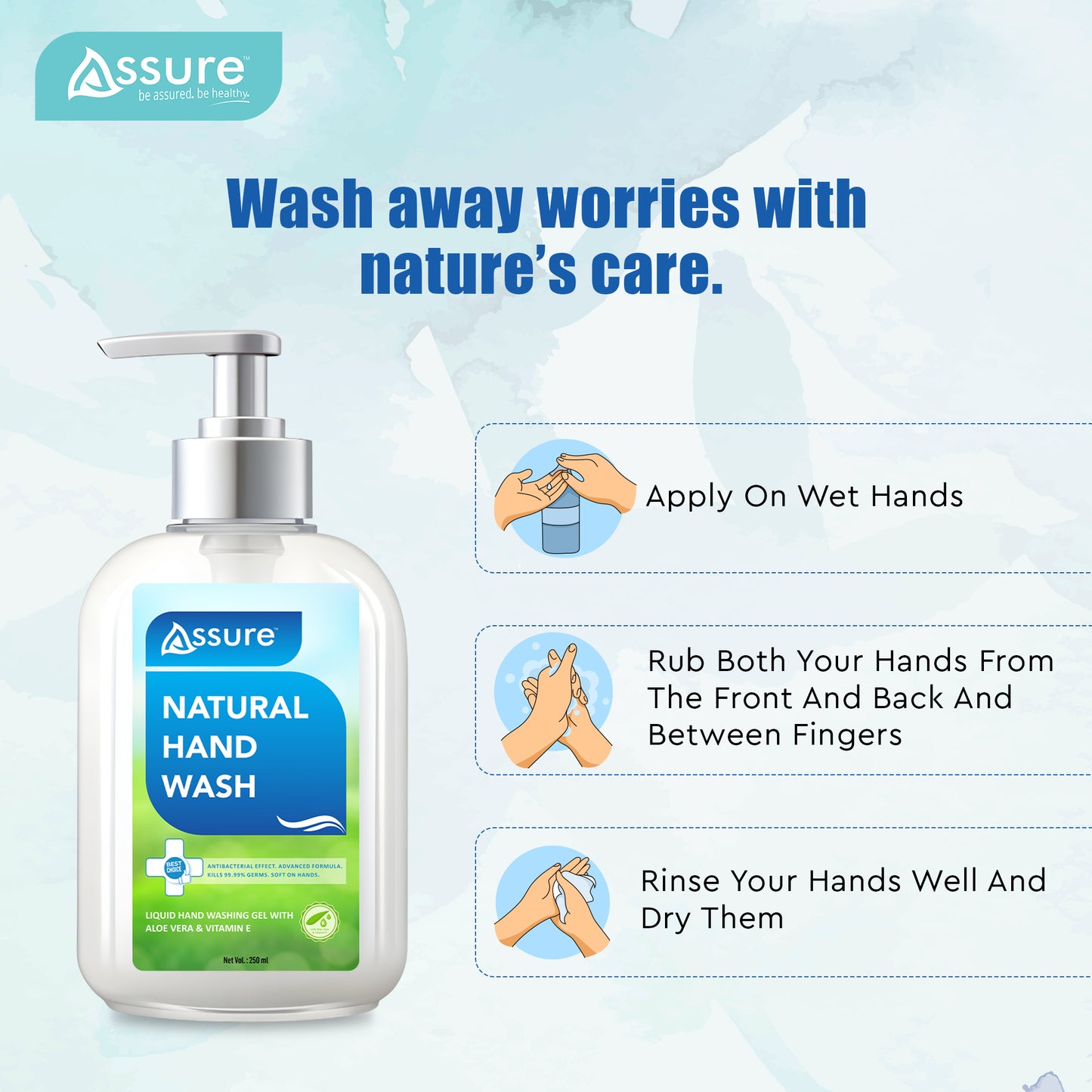 Assure Natural Handwash Pack of 2, 250ml each
