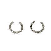 Silver Textured Beaded Ear Cuffs