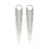 Long Silver Waterfall Dangle Earrings