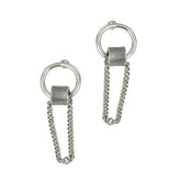 Minimal Silver Loop Earrings with Double Chain Detailing