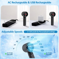 Astra Appliances Astra Rechargeable Handheld Fan | 120 Speed Levels | Digital Display | USB Charging Rechargeable Fan