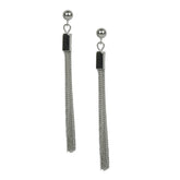 Minimalist Silver Chain Tassel Drop Earrings