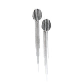 Modern Textured Oval Silver Earrings with Multi-Chain Fringe
