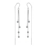 Silver Crystal Drop Threader Earrings