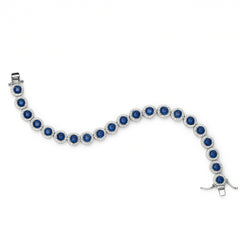 Silver Blue Bezel-Set Zircon Bracelet