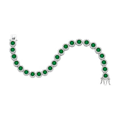 Silver Green Bezel-Set Zircon Bracelet