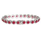 Silver Pink Bezel-Set Zircon Bracelet