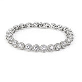 Silver Bezel-Set Zircon Bracelet