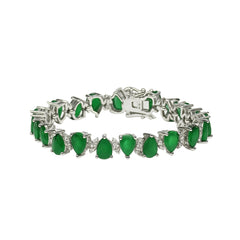 Silver Green Triangle-Cut Zircon Bracelet